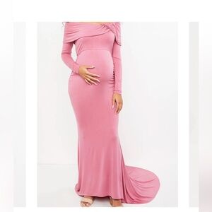 NWT motherhood Pink Off-Shoulder Maternity Dress gender reveal size large and xl